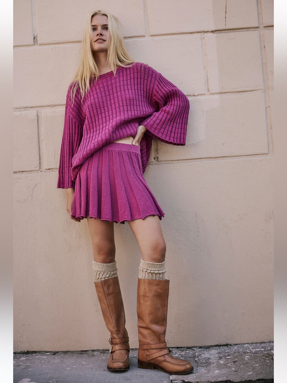 Free People Kenzie Sweater Set Cactus Rose Size Small